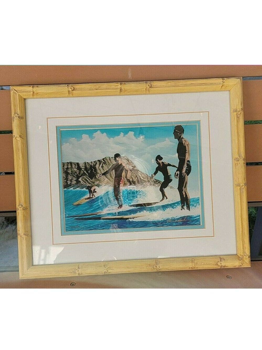 Framed Glenn Martin Art Print Hawaiian Legends SIGNED SURFER ART
